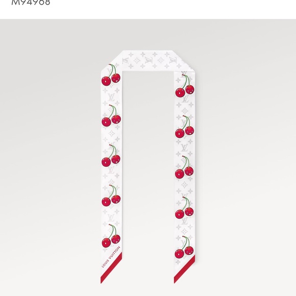 Louis Vuitton White and Red Cherry Silk Scarf - Picture 1 of 1